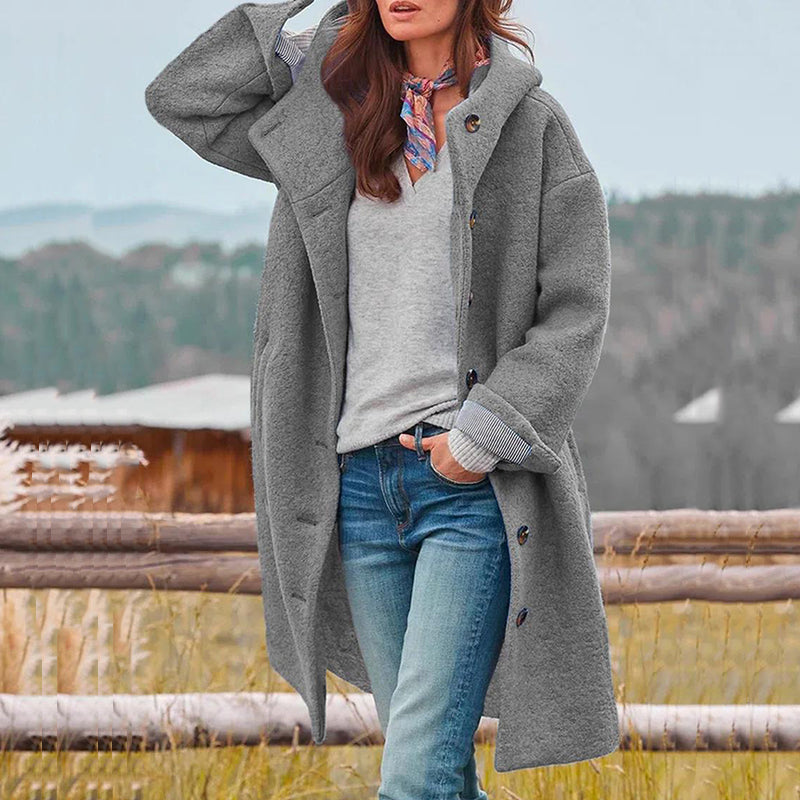 HADLEY | Stijlvolle Warme Wollenjas Voor Dames Met Knopen – Warm, Elegant & Windproof Voor Elk Avontuur