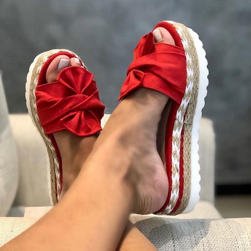 LYNN | Dames Platform Slippers Met Strikdetail – Comfortabel, Luchtig, Trendy
