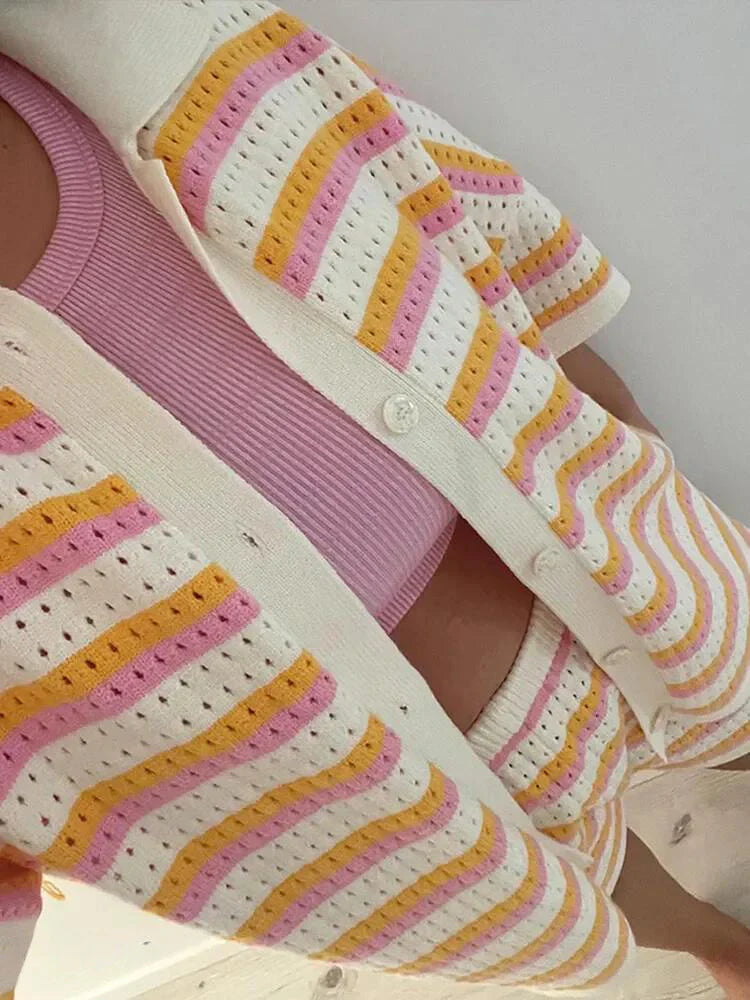 JENICA | Gestreepte Zomerset Met Pastel Kleuren Voor Dames - Voor Strand & Stad