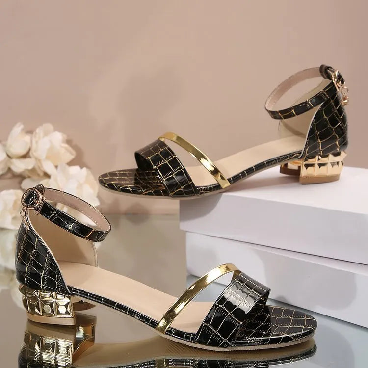WIDIA | Stijlvolle Dames Sandalen met Blokhak & Croco Design