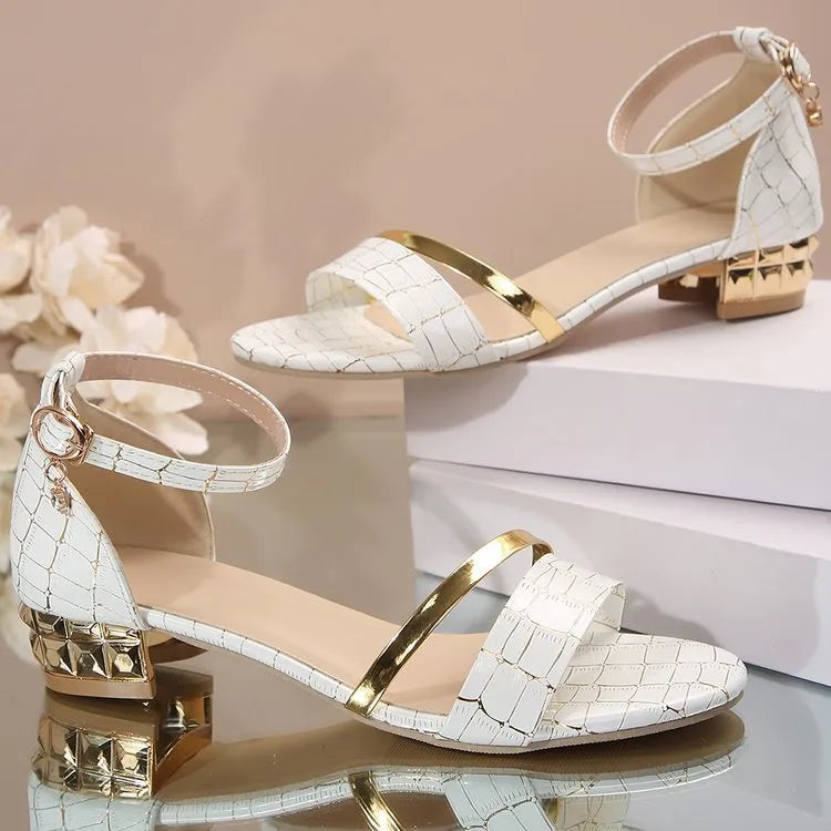 WIDIA | Stijlvolle Dames Sandalen met Blokhak & Croco Design