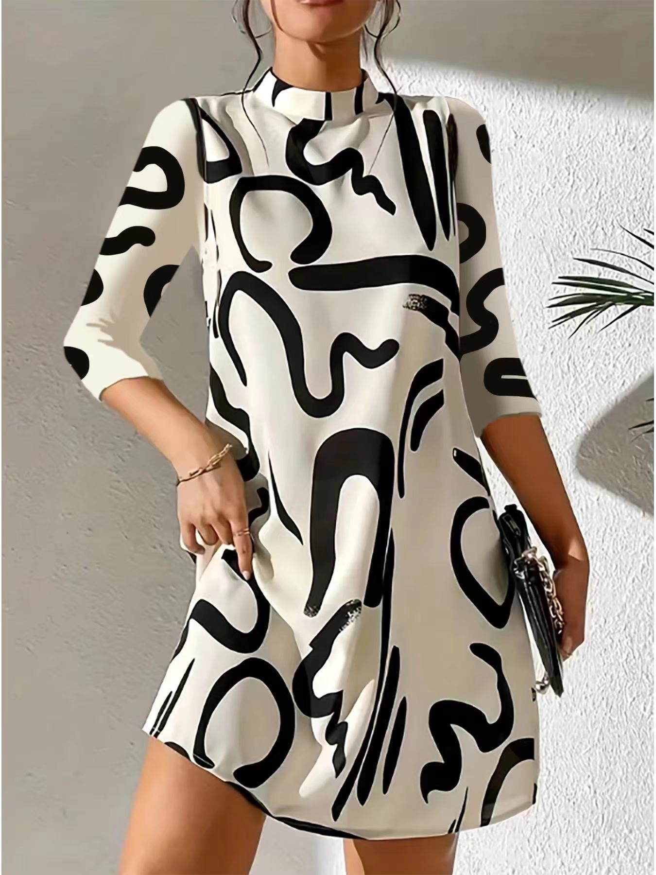 NOEMI | Dames Zomer Mini Jurk Met Prints En Halflange Mouwen – Licht, Modieus & Comfortabel