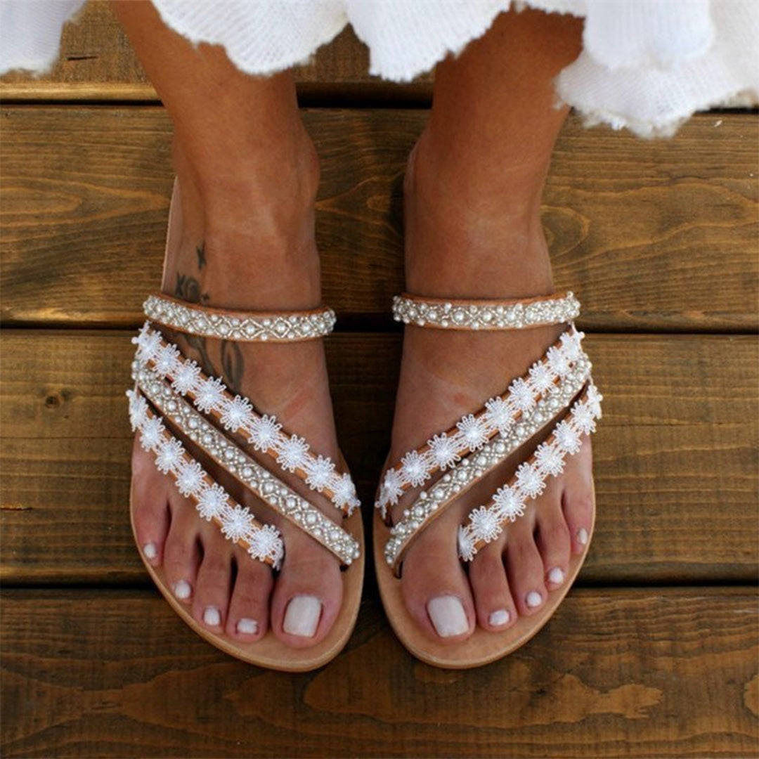 LINDA | Bloemversierde Dames Sandalen - Zomers & Comfortabel