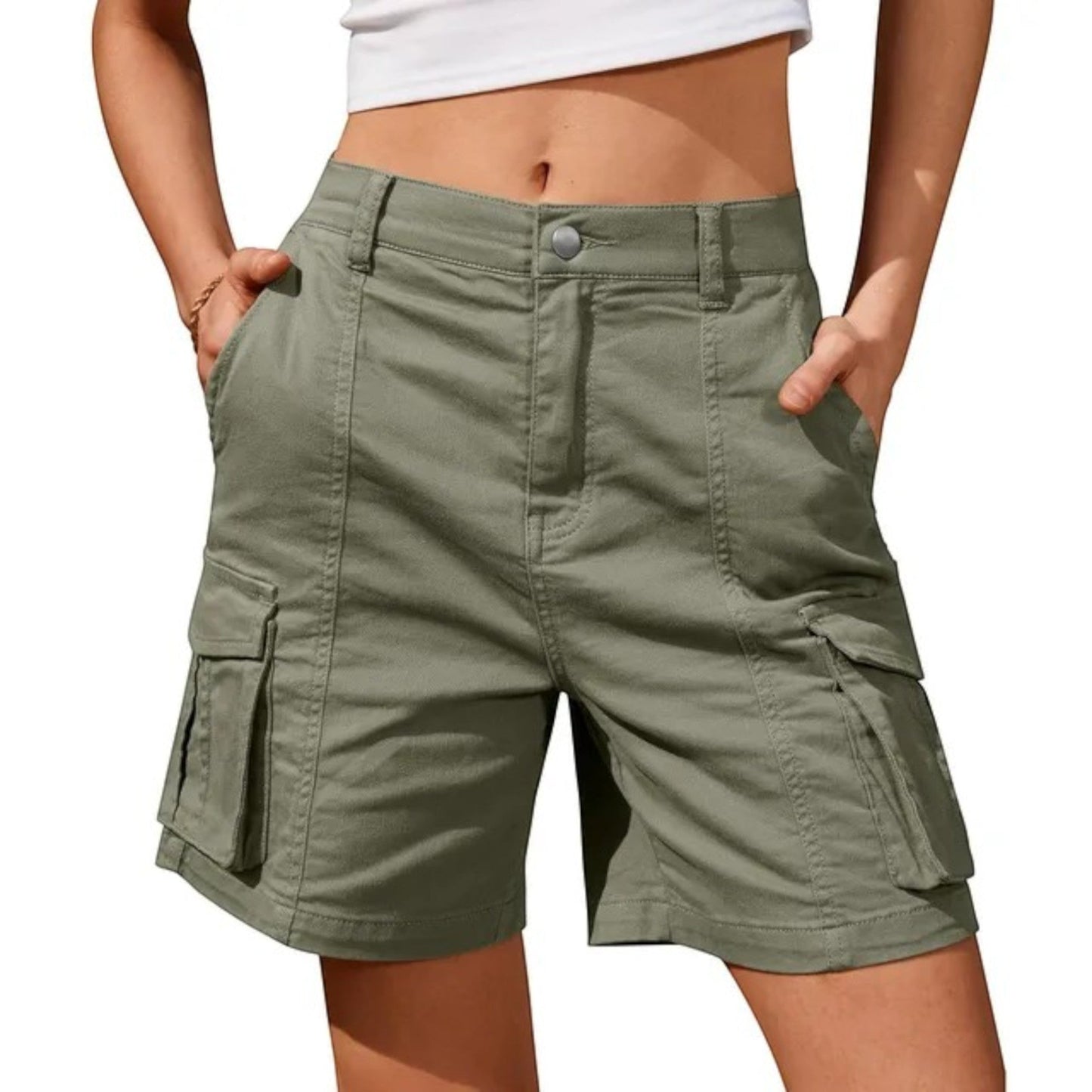 NORA | Comfortabele Dames Cargo Shorts – Hoge Taille, Stoer & Stijlvol Voor Elke Dag