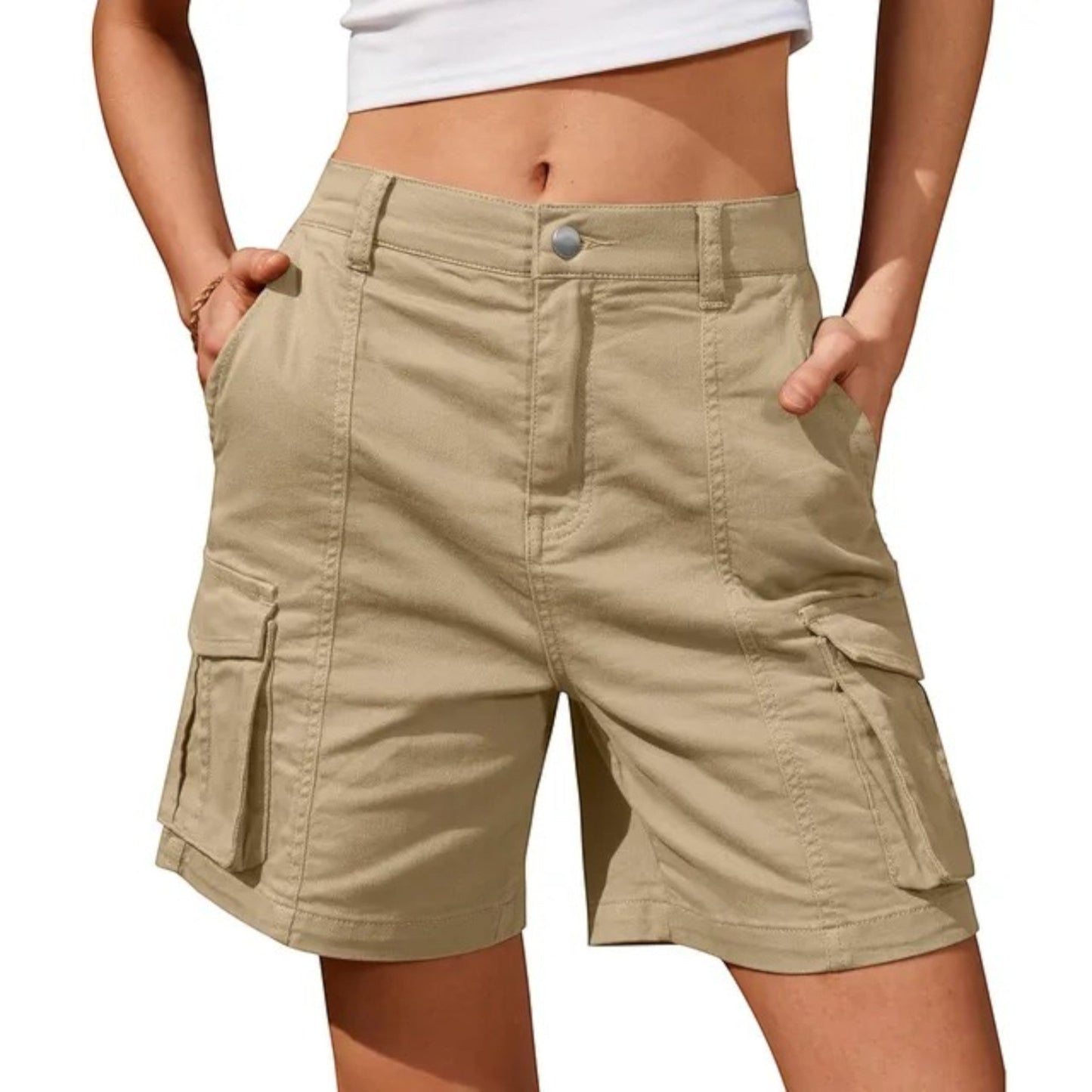 NORA | Comfortabele Dames Cargo Shorts – Hoge Taille, Stoer & Stijlvol Voor Elke Dag