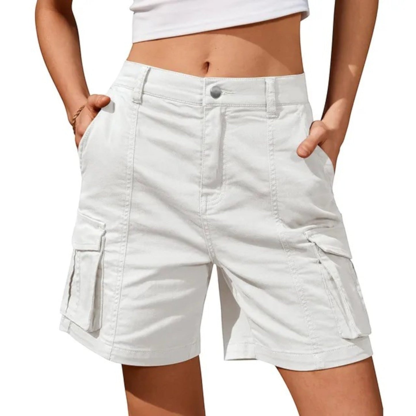 NORA | Comfortabele Dames Cargo Shorts – Hoge Taille, Stoer & Stijlvol Voor Elke Dag