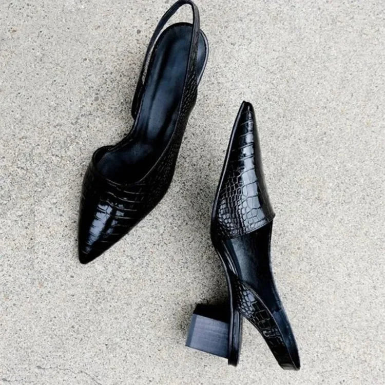 AMBER | Klassieke Slingback Hakken voor Dames met Croco-Textuur - Luxe, Stijl & Comfort