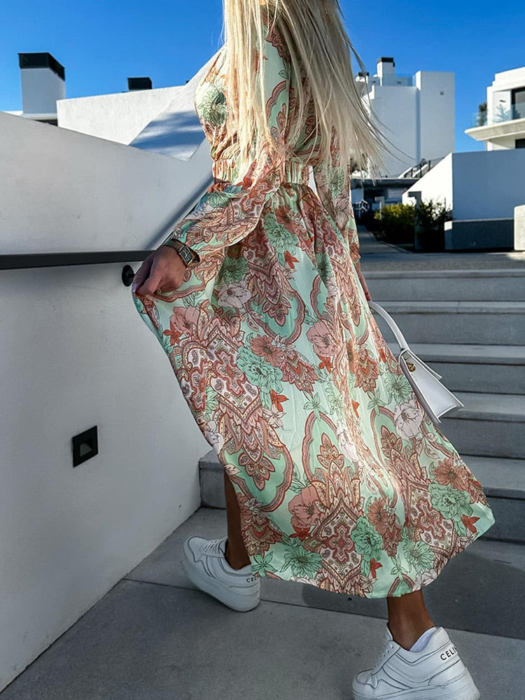 FIORA | Maxi Bloemenprint Zomerjurk Voor Dames - Zomers & Modieus