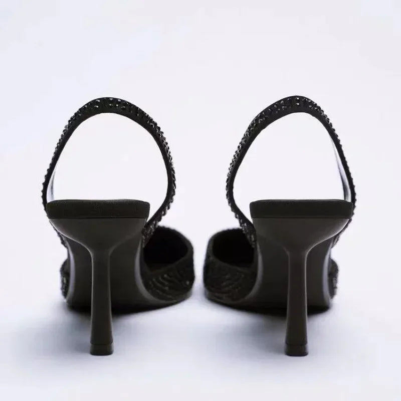 SHANTEL | Comfortabele Slingback Hakken Met Steentjes - Dames