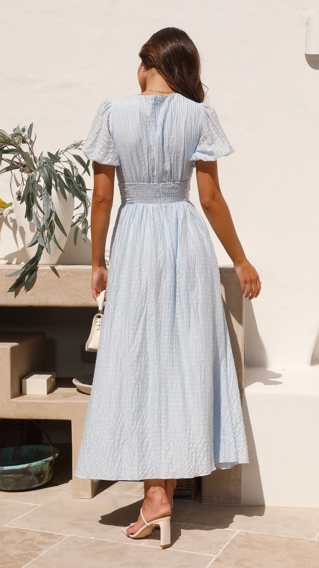 AXELLE | Maxi Zomerjurk Voor Dames Met Structuur, Pofmouwen & Taille Accent - Tijdloos, Luchtig & Zomers