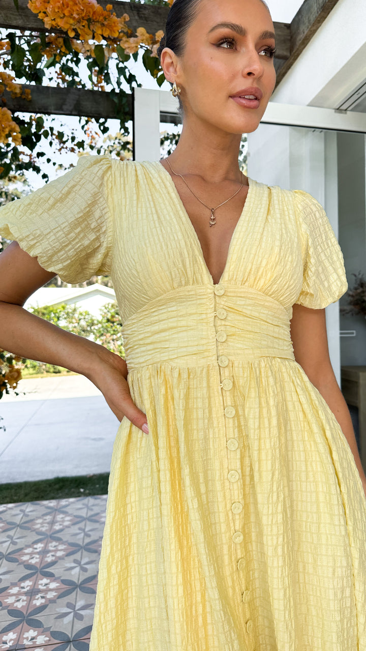 AXELLE | Maxi Zomerjurk Voor Dames Met Structuur, Pofmouwen & Taille Accent - Tijdloos, Luchtig & Zomers