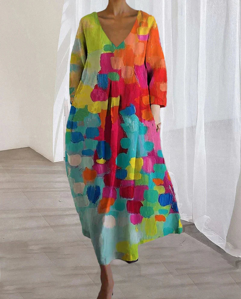 LIVIA | Kleurrige Dames Zomerjurk Met Print – Licht, Ademend & Ideaal Voor Warme Dagen