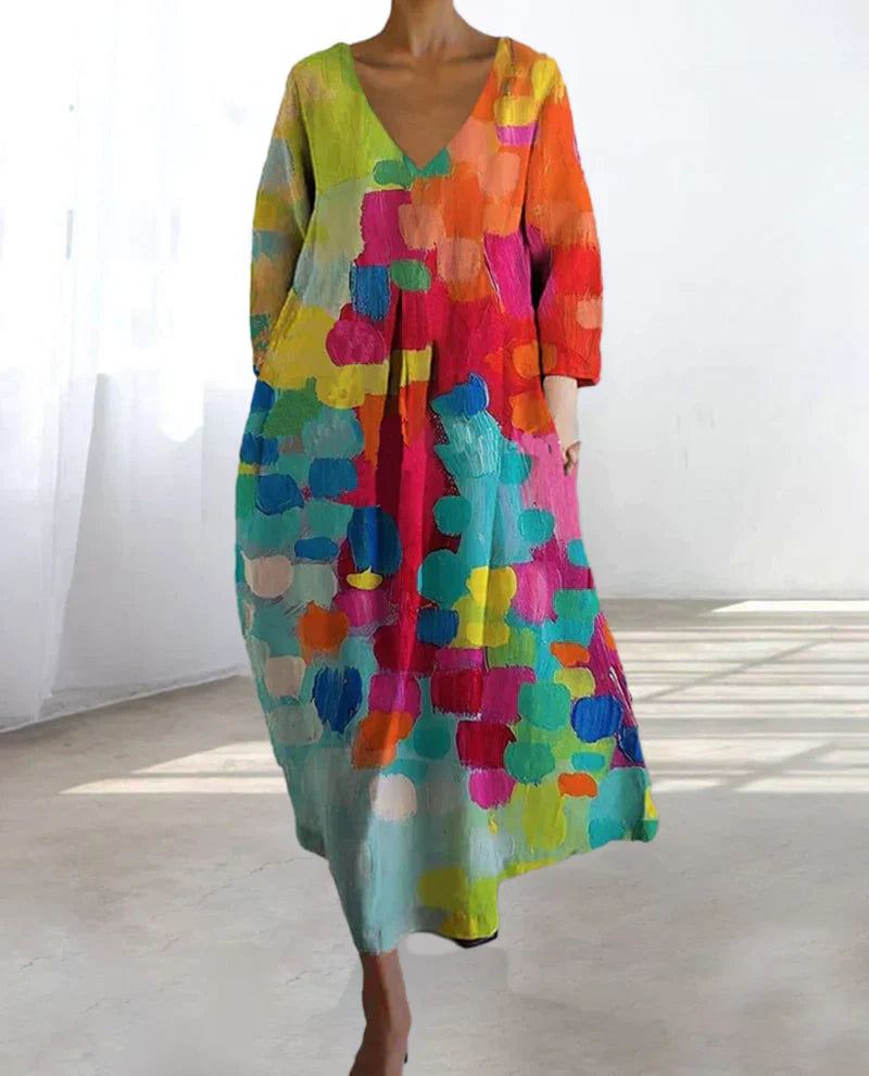 LIVIA | Kleurrige Dames Zomerjurk Met Print – Licht, Ademend & Ideaal Voor Warme Dagen