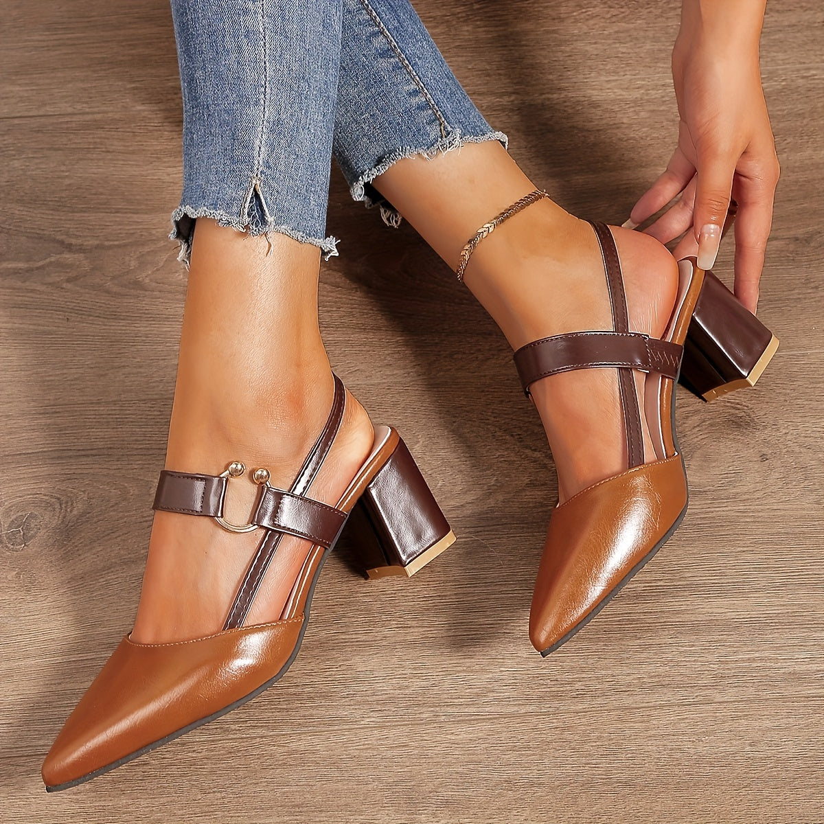 MARINA | Slingbacks Met Spitse Blokhak – Verfijnd, Comfortabel & Perfect Voor Elke Gelegenheid