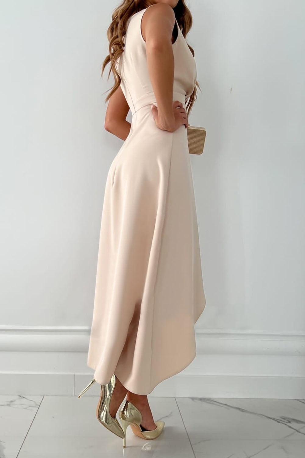 ALLEGRA | Luxe Dames Midi Jurk Met Kruisend V Hals Design