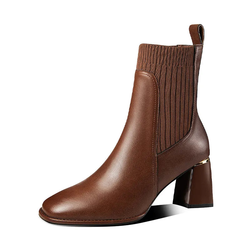 ERENDIRA | Dames Enkellaarsjes Met Elastische Brede Hak – Elegant, Comfortabel & Veelzijdig