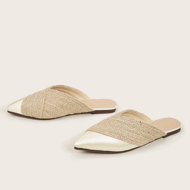 APPHIA | Dames Satijnen Gevlochten Slippers in Rietlook - Zomers, Comfortabel & Elegant