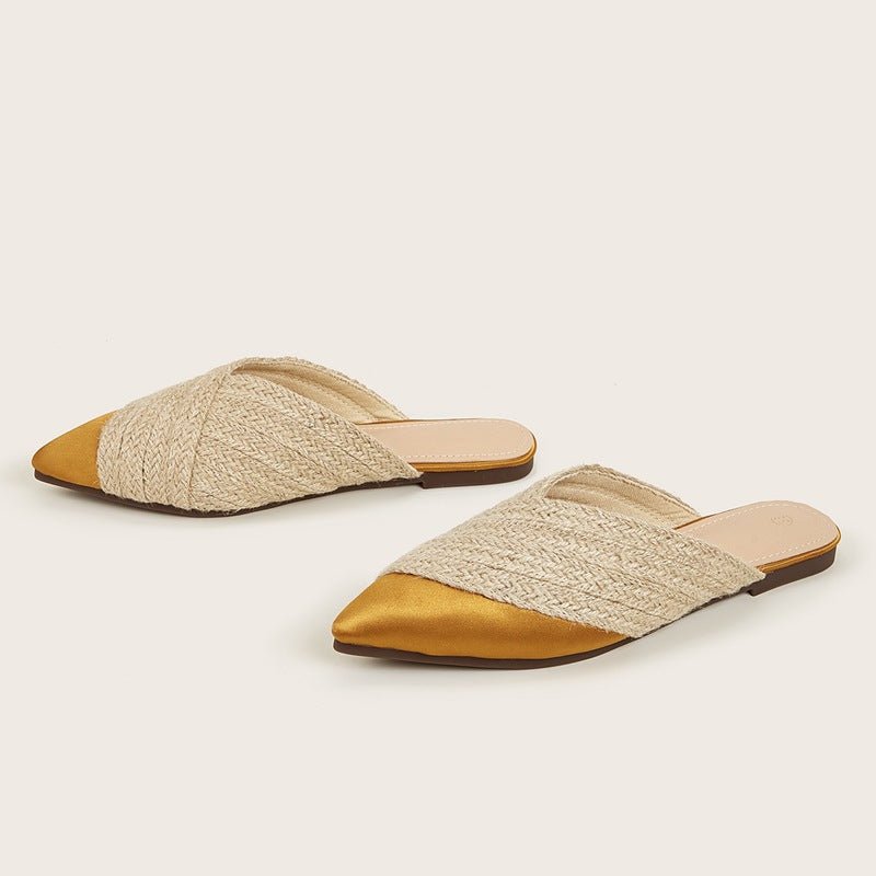 APPHIA | Dames Satijnen Gevlochten Slippers in Rietlook - Zomers, Comfortabel & Elegant