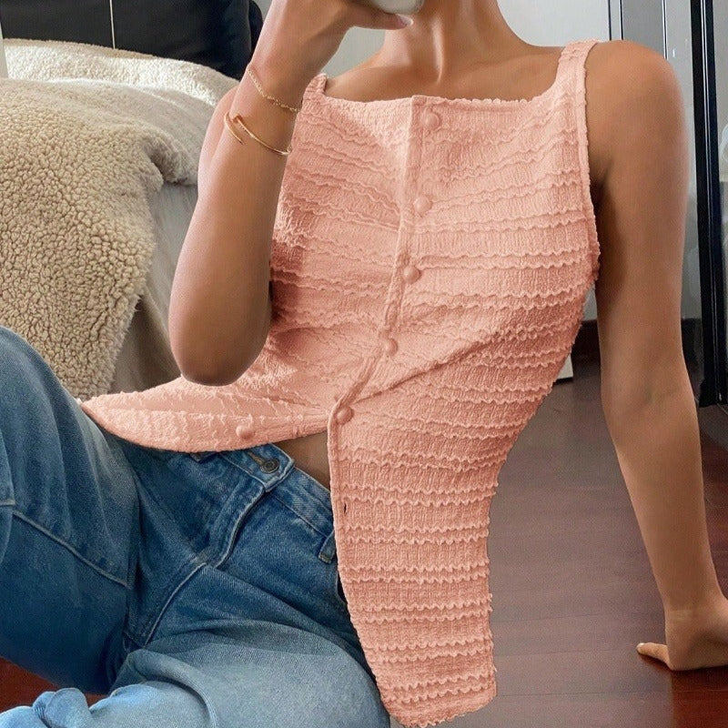 ELIANE | Mouwloos Dames Top Met Geribde Textuur, Getailleerd – Vrouwelijk, Modern, Lichtgewicht