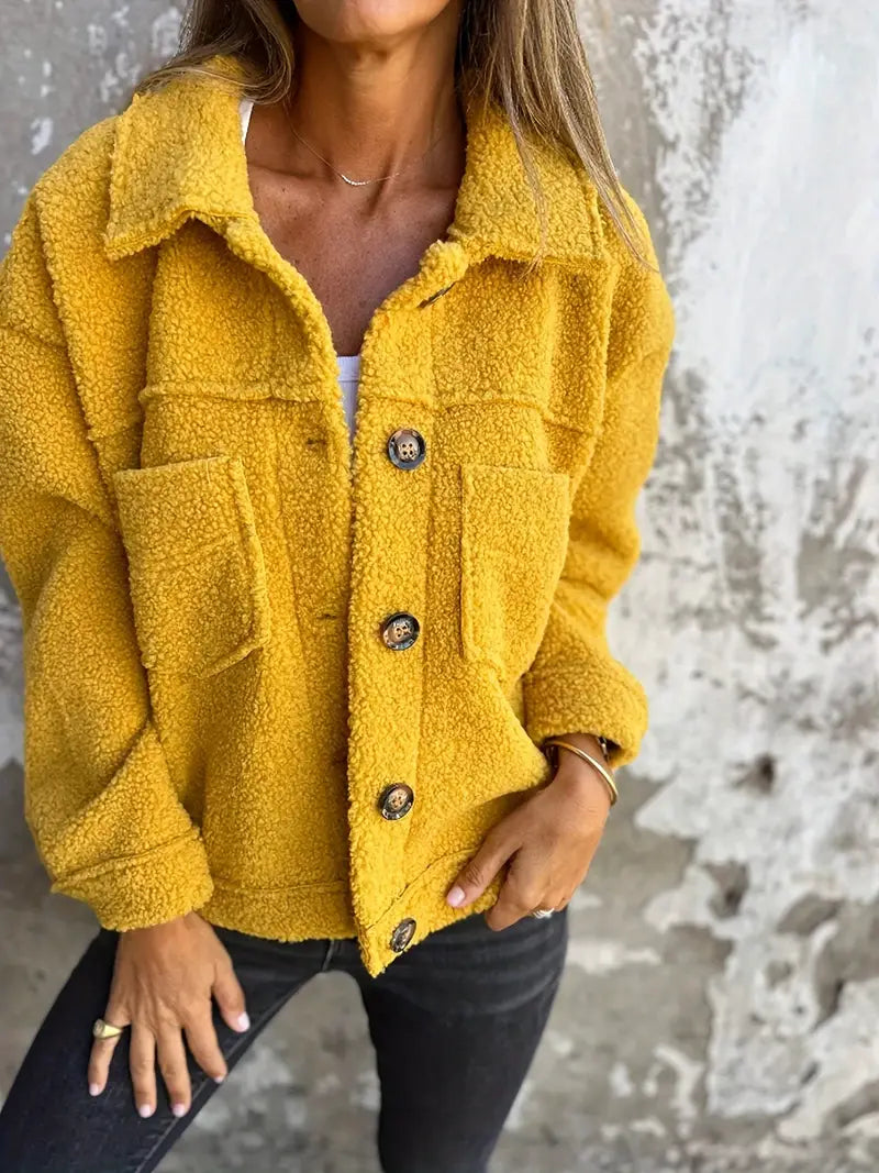 ELODIE | Dames Teddy Jas Met Knopen – Knuffelzacht, Tijdloos & Ideaal Voor Casual Dagen