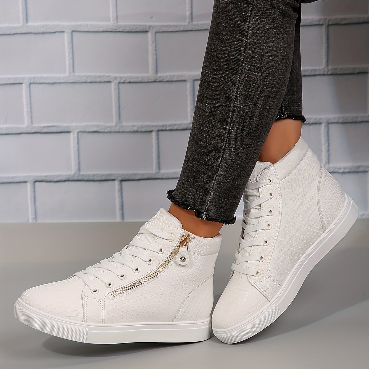 NOMI | Casual Hoge Sneakers Voor Dames Met Rits - Stevig & Modieus
