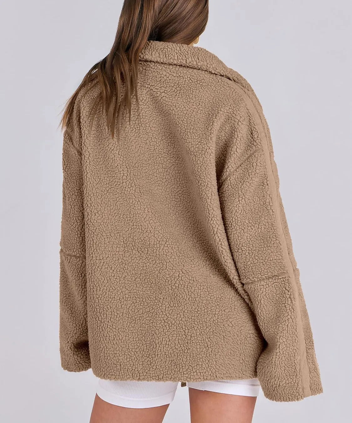 ROMY | Oversized Lamswollen Damesjas met Rits en Staande Kraag - Warm, Stijlvol & Perfect voor de Frisse Dagen
