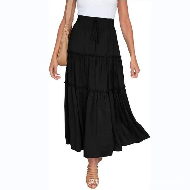 SIA | Zomerse Maxi-Rok met Gelaagde Look en Verstelbare Tailleband