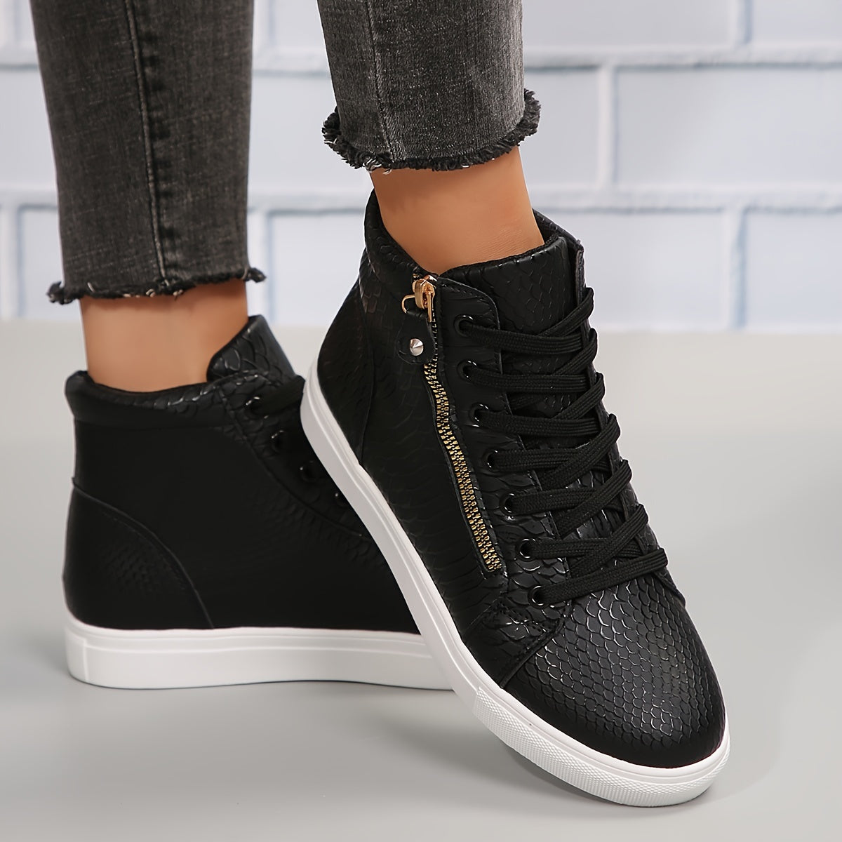NOMI | Casual Hoge Sneakers Voor Dames Met Rits - Stevig & Modieus