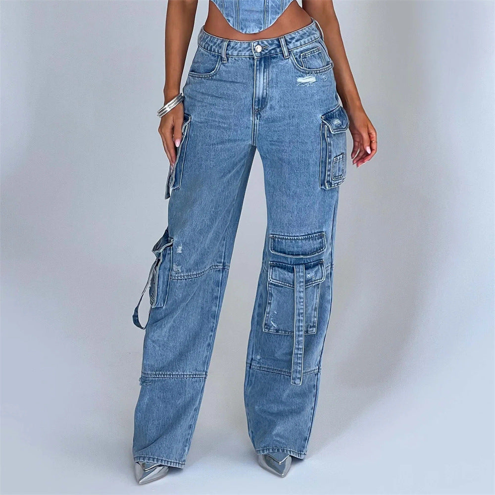 JUTTA | Relaxed Fit Cargo Jeans Voor Dames | Bijpassende Top - Stoer, Elegant & Stijlvol