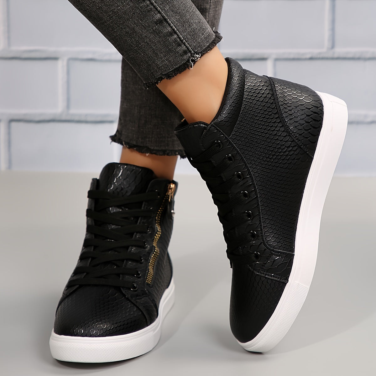 NOMI | Casual Hoge Sneakers Voor Dames Met Rits - Stevig & Modieus