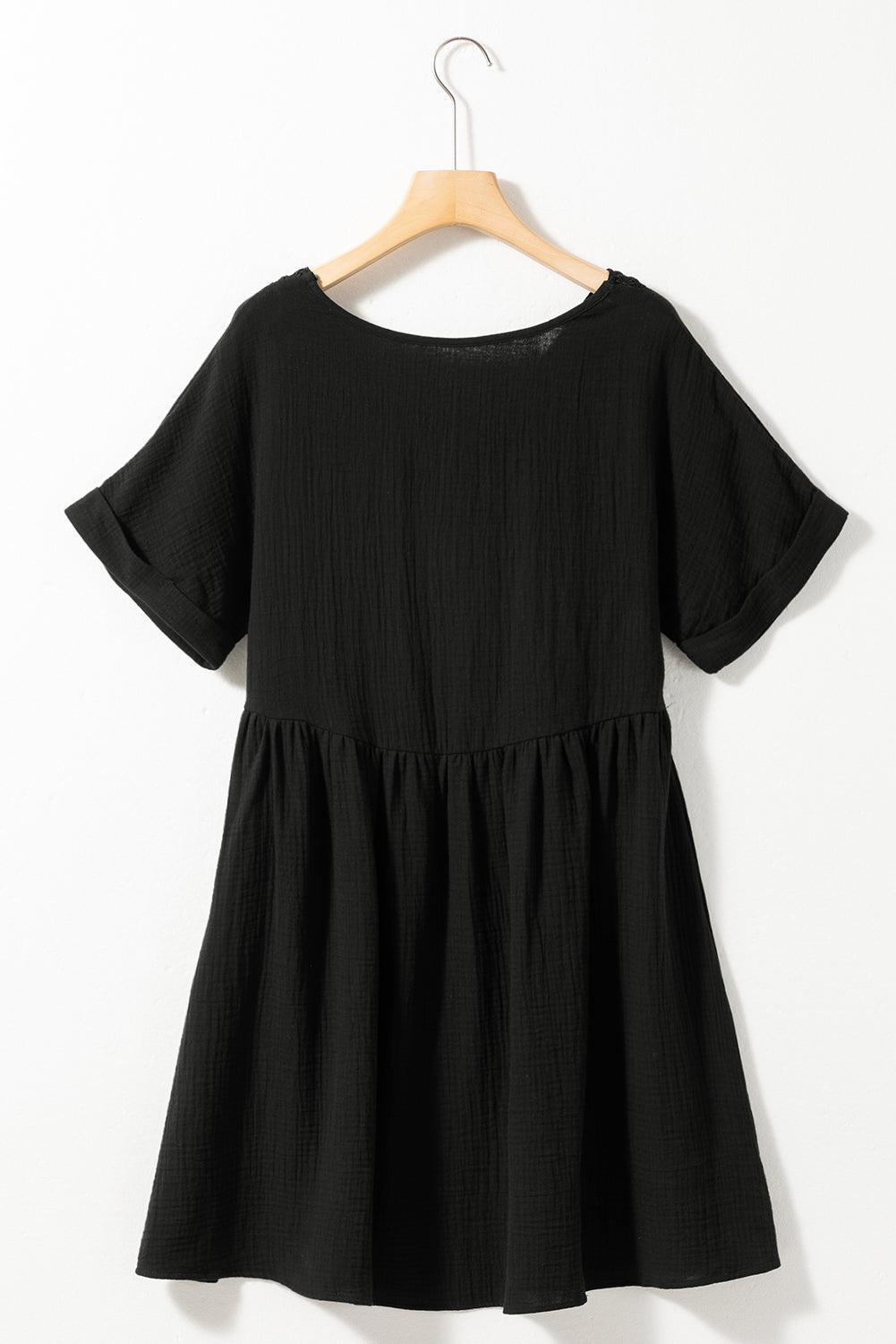 ESTELLA | Zomerjurk met V-Hals, Kant en Zachte Plooiwerking