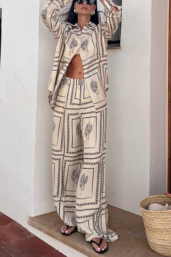MAELI | Dames Zomer Combi Set – Geometrische Print & Relaxte Pasvorm