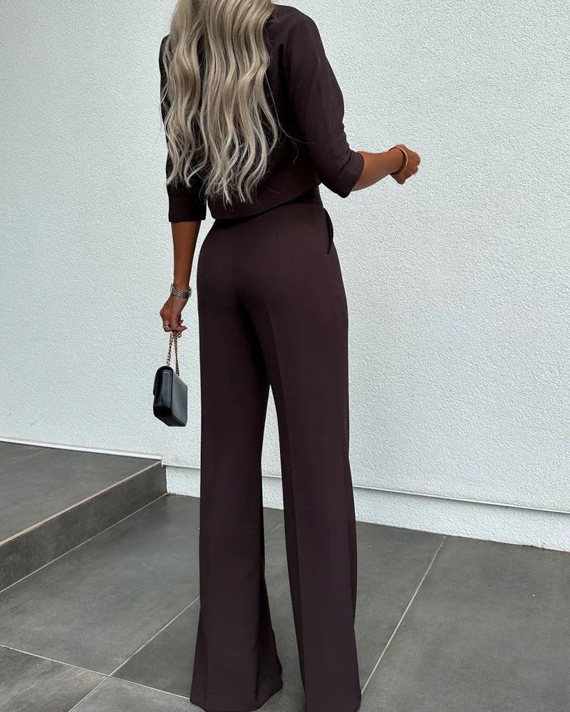 LIZE | 2-Delige Chique Dames Set Panthalon Met Croptop - Tijdloos & Elegant