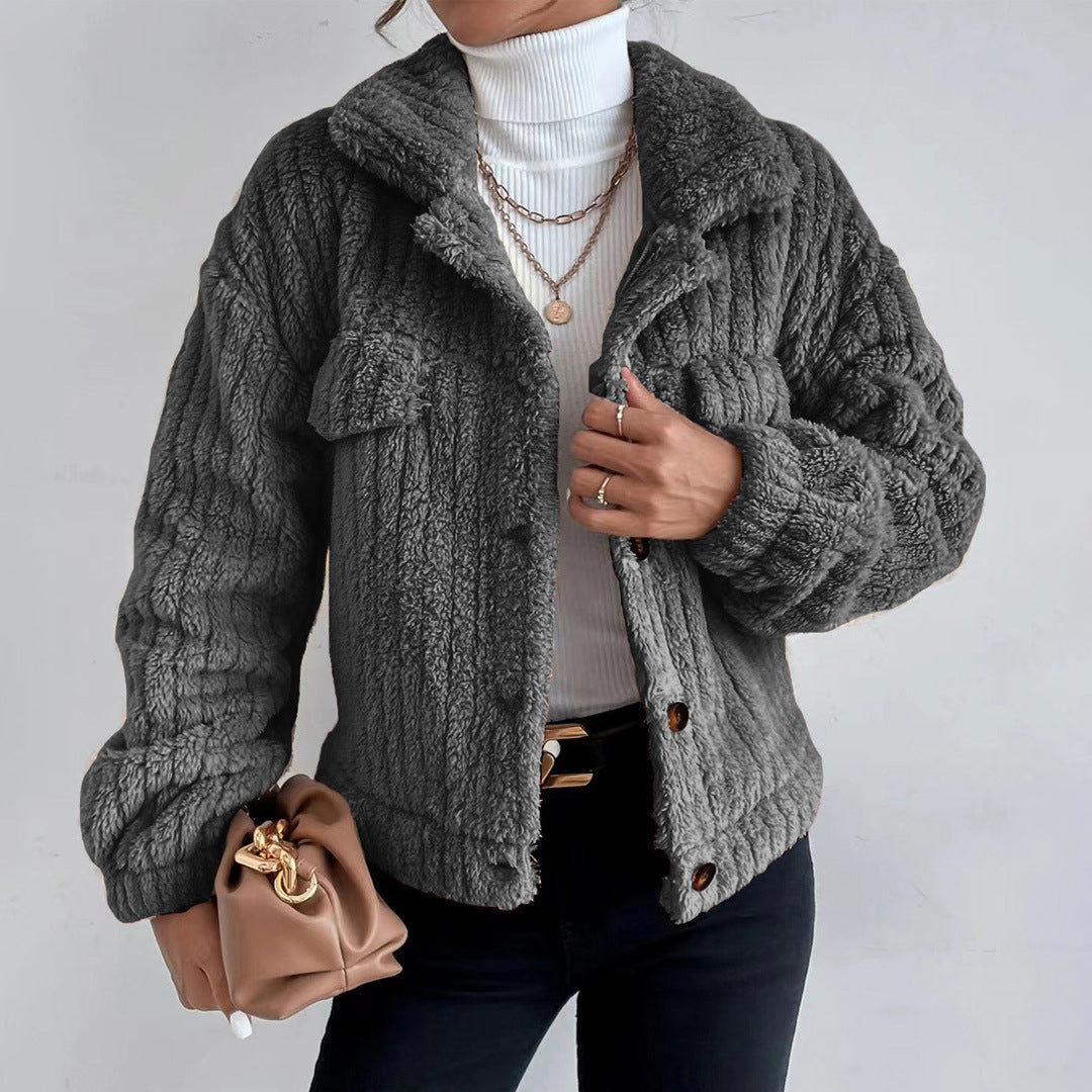 MAEVA | Korte Dames Teddyjas Met Borstzakken – Warm, Modieus & Perfect Voor Winterse Looks