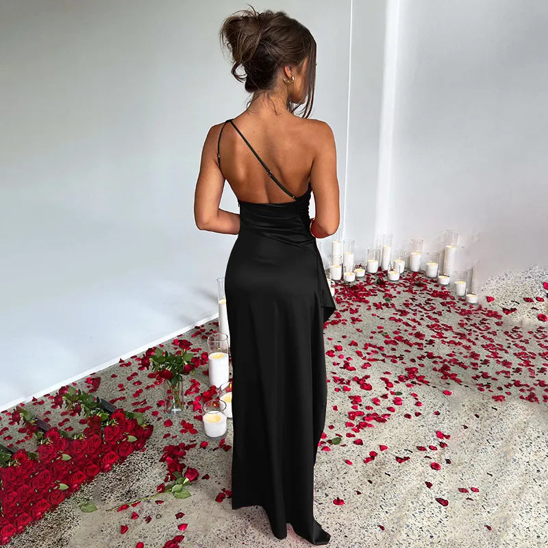 DAVIDA | Luxe Maxi Satijnen Jurk Voor Dames - Glanzend & Zelfverzekerd