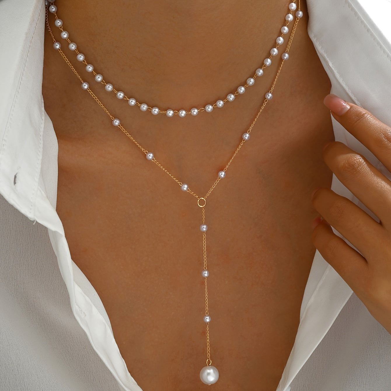 Gouden gelaagde ketting met parels | Luxe statement voor tijdloze elegantie