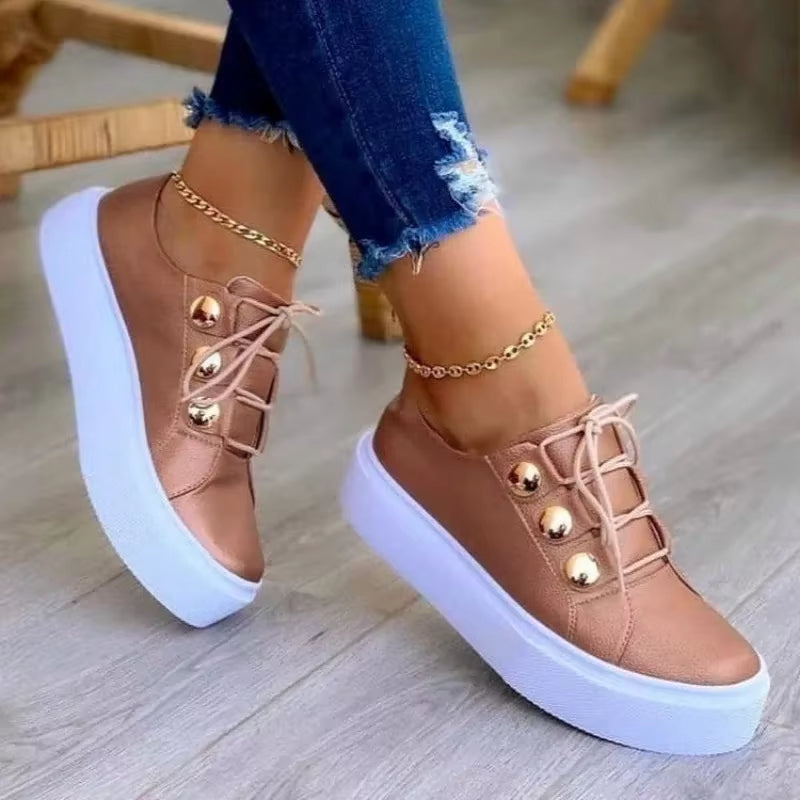 QUINTY | Comfortabele Dames Sneaker Met Dikke Zool & Glanzende Details - Stijl & Comfort