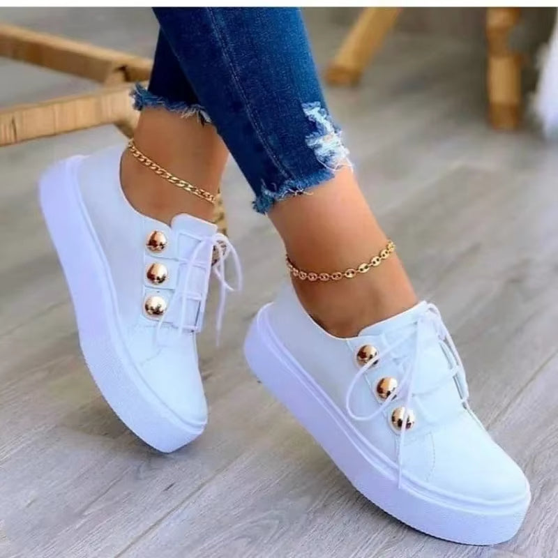 QUINTY | Comfortabele Dames Sneaker Met Dikke Zool & Glanzende Details - Stijl & Comfort