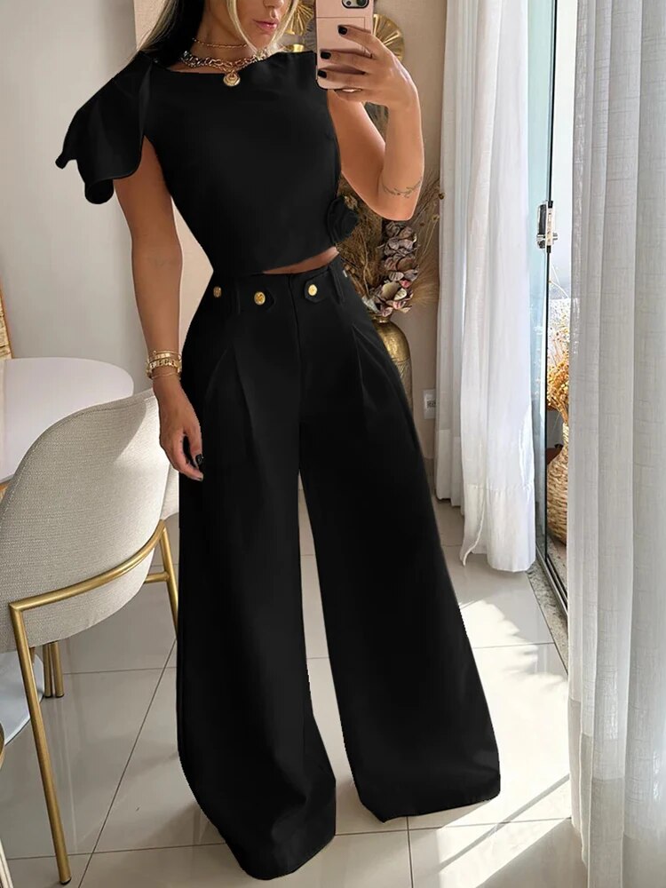 CATHLEEN | Chique 2-delige Dames Set Broek Met Top - Luxe & Stijlvol