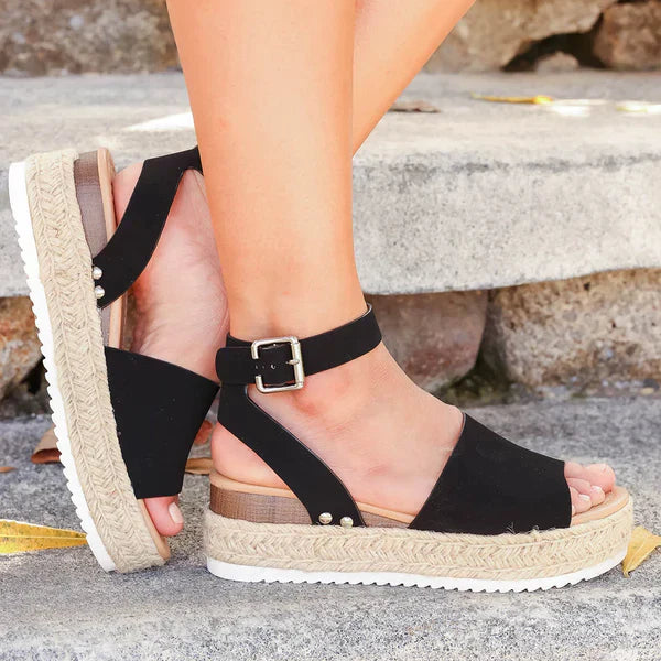 POLLY | Verfijnde Zomer Sandalen Voor Dames Met Geweven Zool - Zomers, Stijlvol & Comfortabel