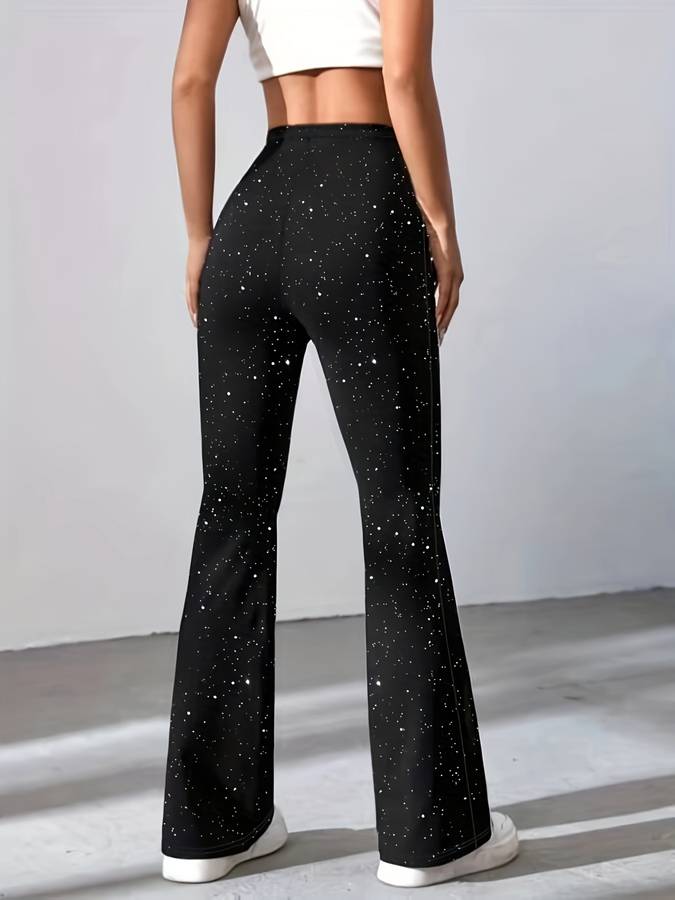 EVA | Flared Broek Voor Dames In Glitterstof – Glamoureus, Comfortabel, Opvallend