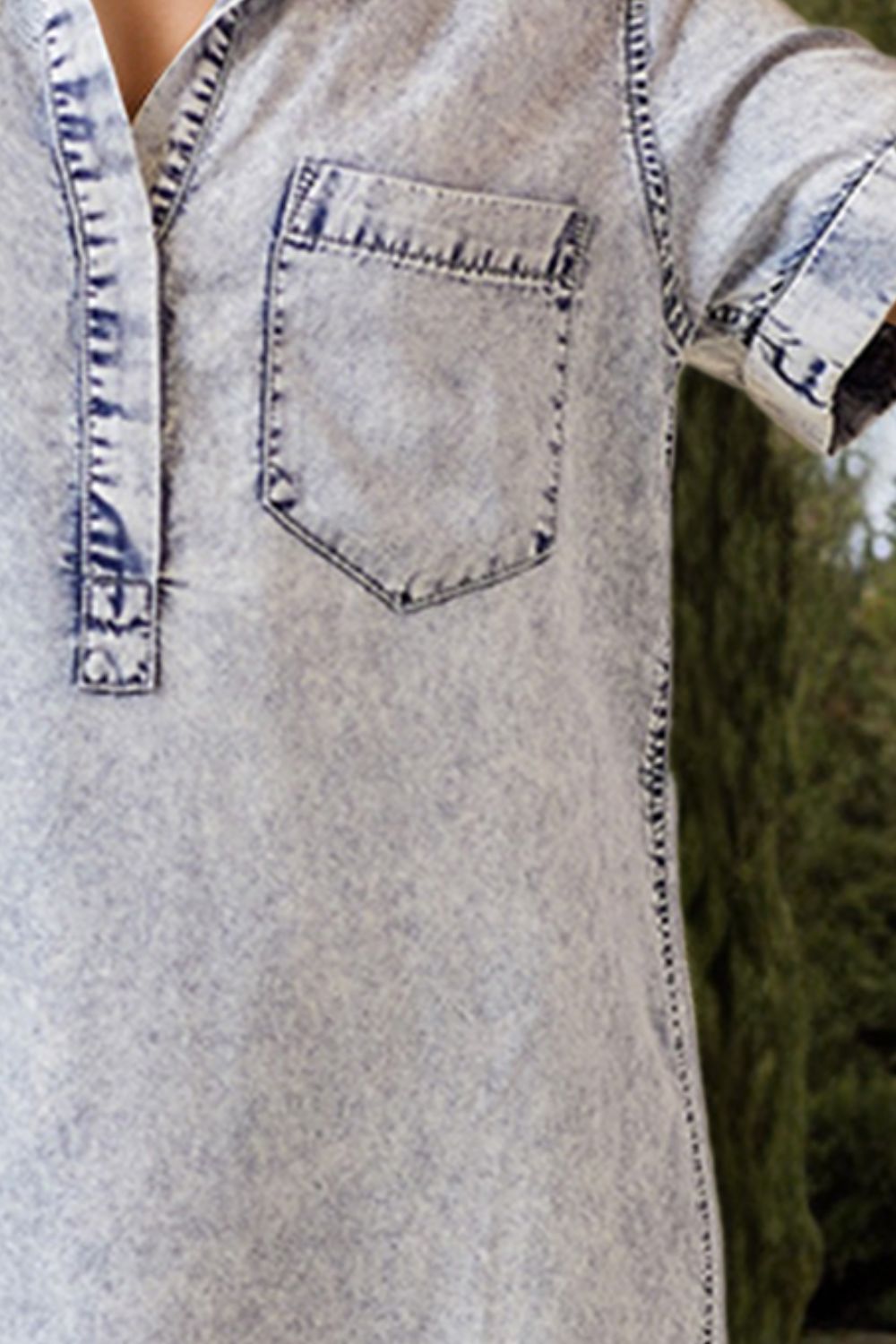 LIZA | Denim T-Shirt Jurk Voor Dames Met Korte Mouwen, Kraag En Borstzak – Stoer, Casual, Comfortabel