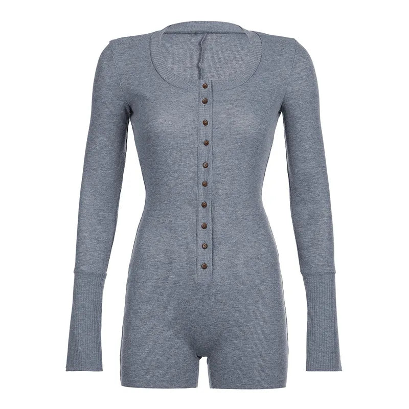 MAYRA | Dun Gebreide Jumpsuit Voor Dames Met knoop Design - Stijlvol, Casual & Comfortabel