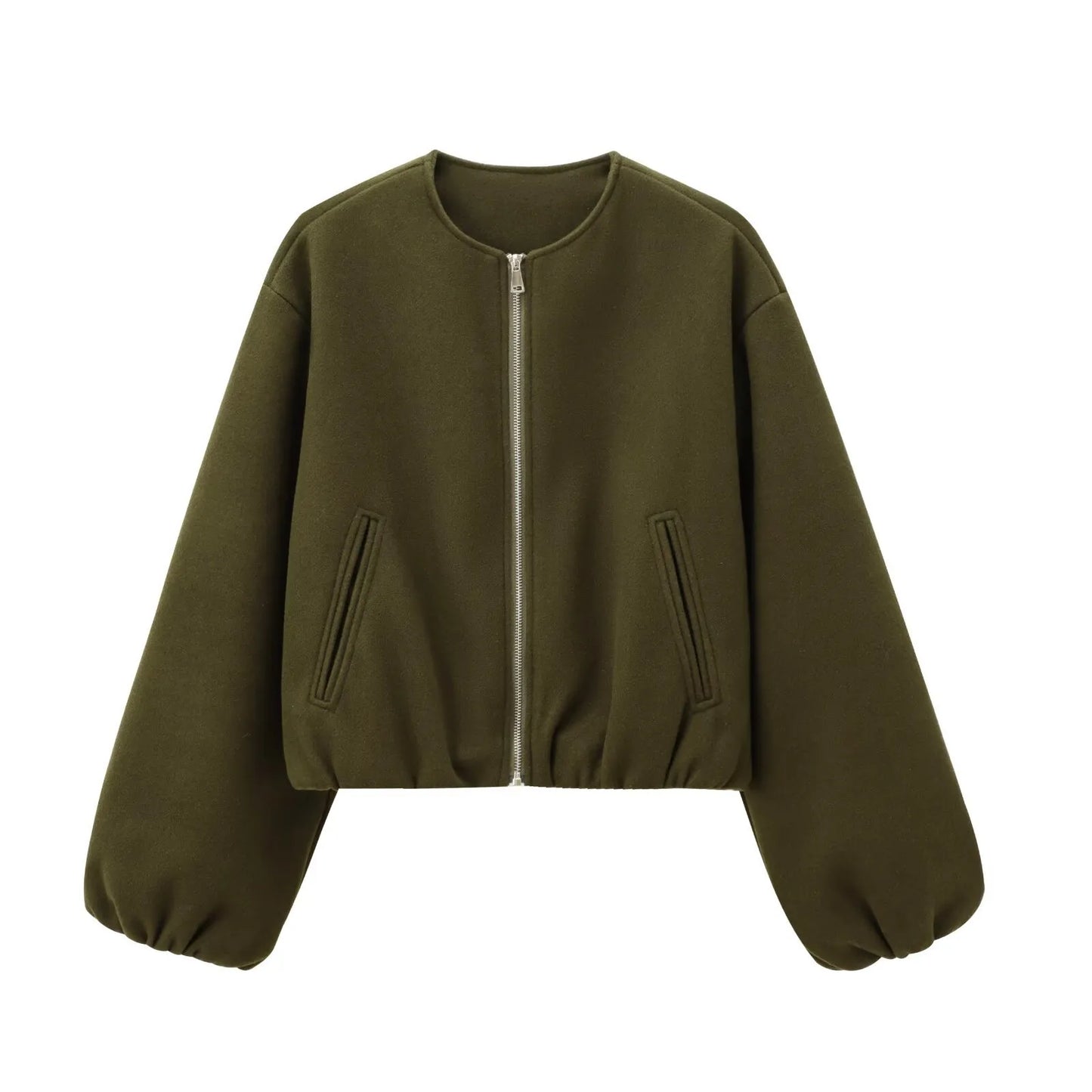 ISALIE | Cropped Wollen Dames Tussenjas Met Ronde Hals – Modern, Speels & Perfect Voor Tussen Seizoenen