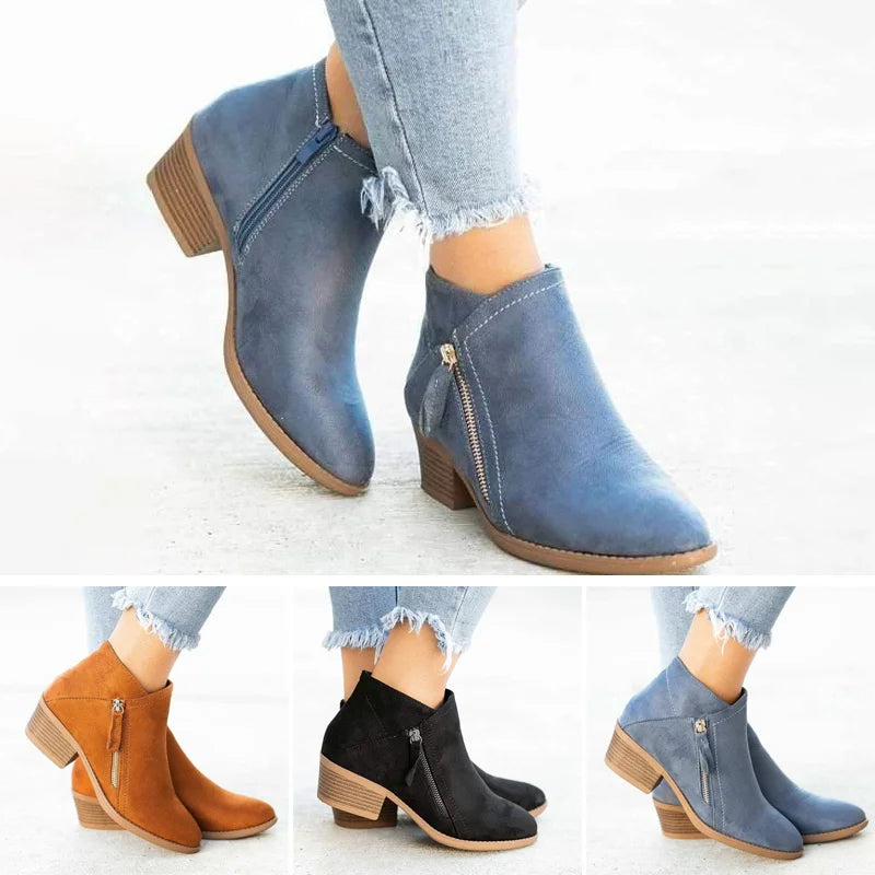 COLETTE | Comfortabele & Stevige Lage Laarzen met Hakje voor Dames