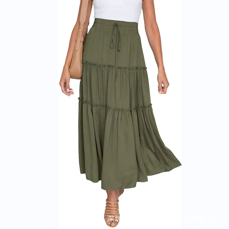 SIA | Zomerse Maxi-Rok met Gelaagde Look en Verstelbare Tailleband