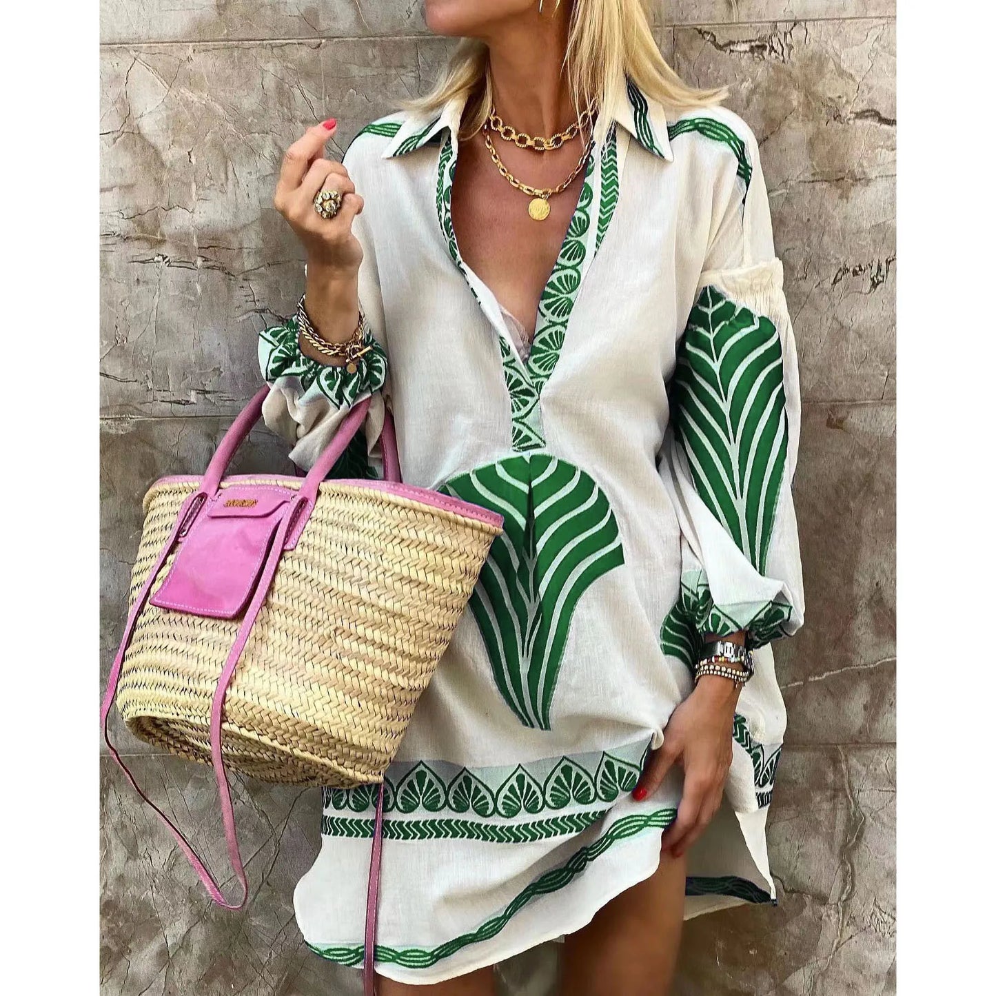 NERISA | Dames Katoen & Linnen Zomerjurk Met Boho Design