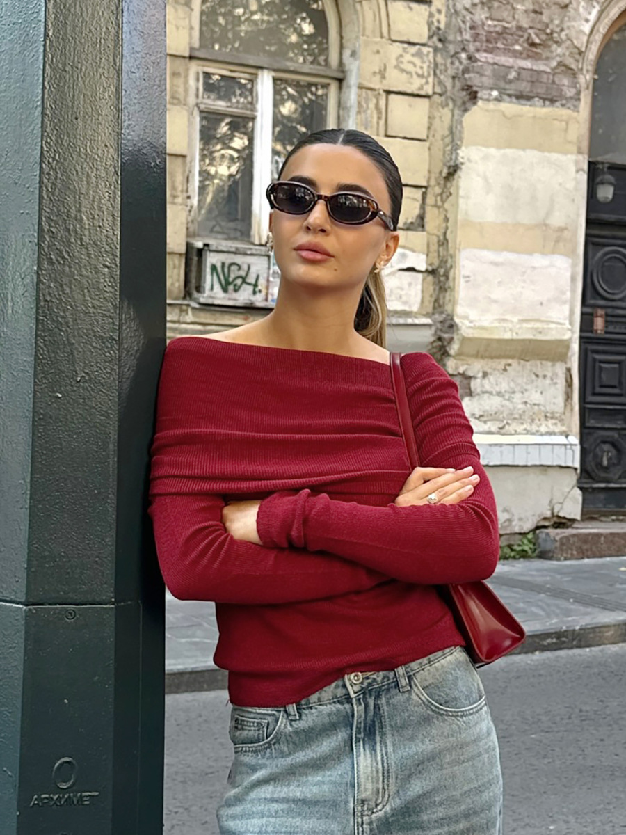 KEISHA | Rode Casual Chique Top Voor Dames - Comfortabel & Elegant