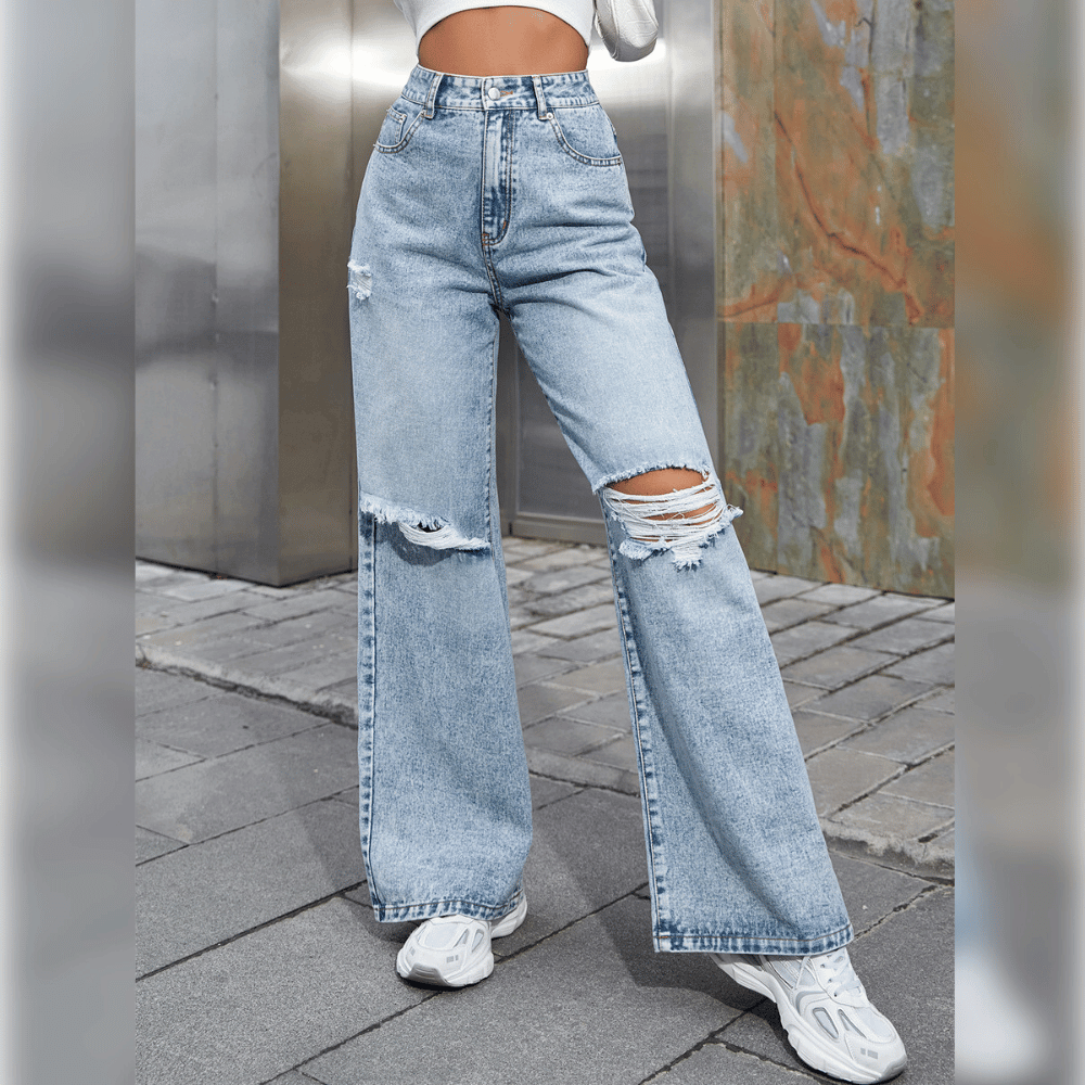 NIA | Wijde Damesjeans – Casual Denim met Ripped Details & Trendy Uitstraling