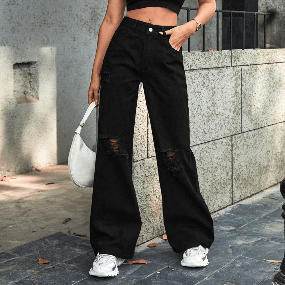 NIA | Wijde Damesjeans – Casual Denim met Ripped Details & Trendy Uitstraling